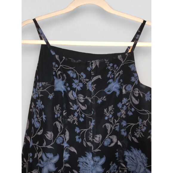 Ann Taylor LOFT Black and Blue Floral Dress Petite 4 Y2K - Picture 3 of 11